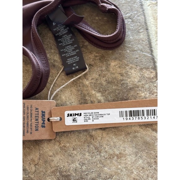 SKIMS Swim High Neck Racerback Top Cocoa Medium - Picture 7 of 7